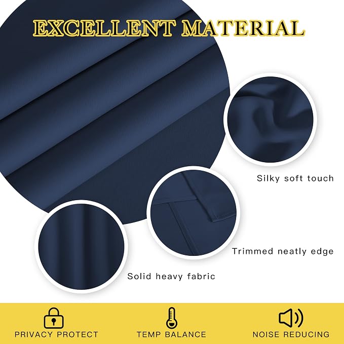 NICETOWN Navy Blue Blackout Bedroom Window Curtain, Grommet Privacy Window - Image 4
