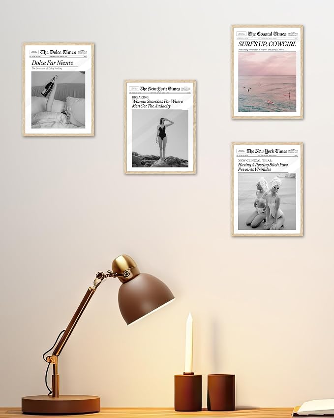 iHery Small 8x10in Dolce Far Niente Framed Newspaper Wall Art | Natural OAK - Image 5