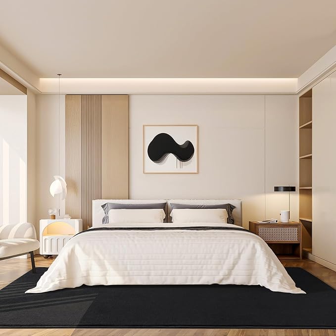 Large Area Rugs for Bedroom Living Room, 6x9 Black Memory Foam Rug | Thickened - Image 8