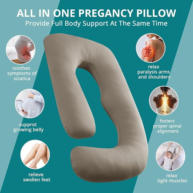 Cooling Pregnancy Pillows for Sleeping, Linen | Sasttie Maternity Pillow - Image 6