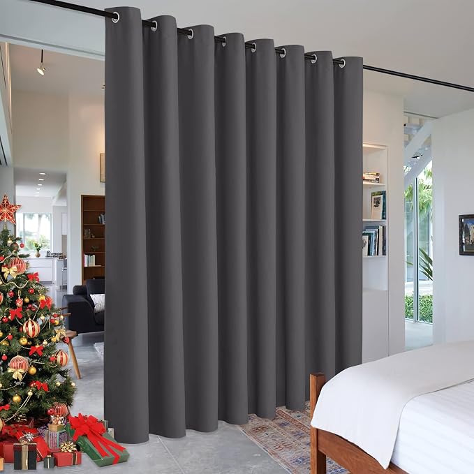 RYB HOME Gray Blackout Room Divider Curtain Large Wall Panel | Heavy Duty by RYBHOME