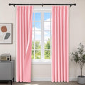 Etherealveil Hot Pink Pinch Pleated Blackout Curtains 2 Panels 40"x108" | Back by Etherealveil