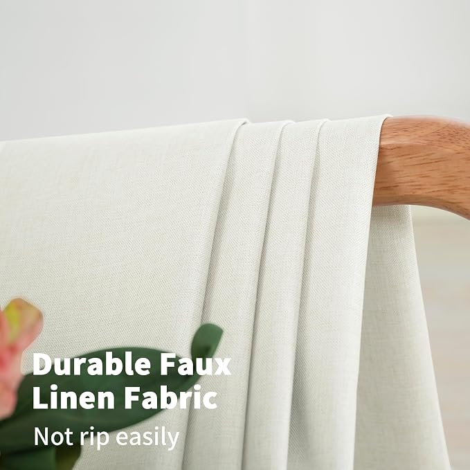 YoungsTex Ivory Linen 100% Blackout Curtains 78 Inch Length - Image 5