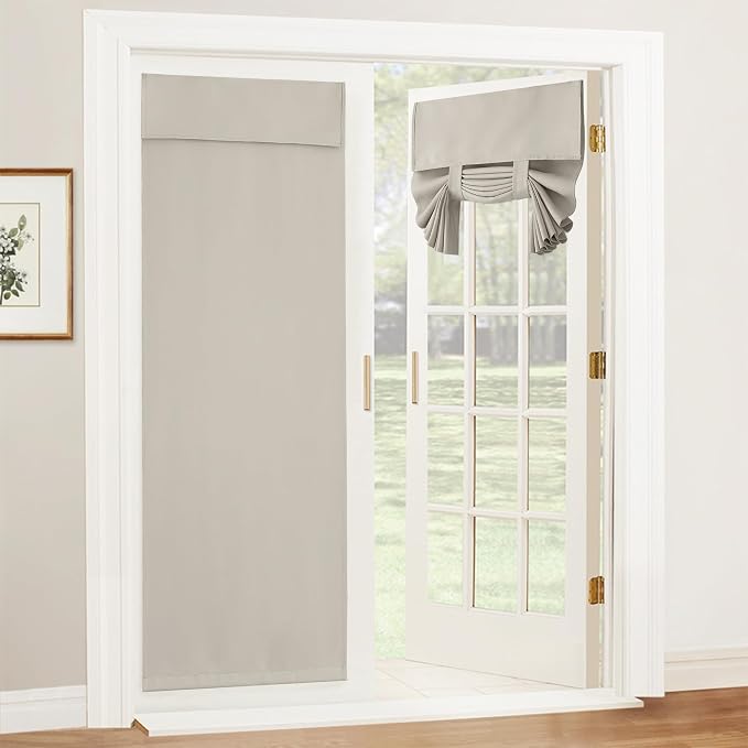 RYB HOME Blackout French Door Curtain, No Drill, W26 x L69, 1 Panel | Self by RYBHOME