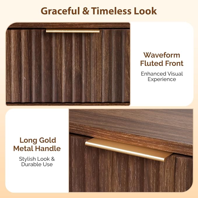 VINGLI Nightstands Set of 2, Fluted Night Stand - Image 5