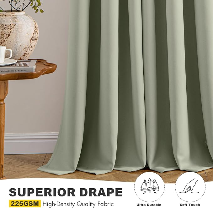 MIULEE Blackout Curtains for Bedroom 2 Panels 40 x 96 Inch Long Sage Green | - Image 5