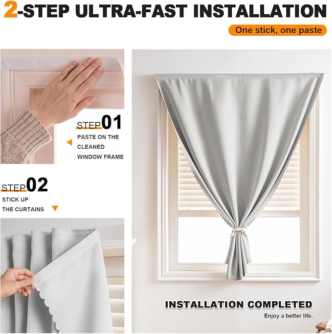 Self Adhesive Curtains, No Drilling Rodless Design - Image 2
