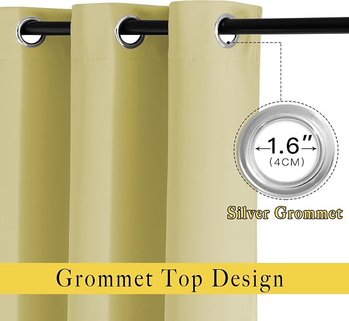 NICETOWN Room Darkening Curtains 66 inches Long, Grommet Window Treatment - Image 2