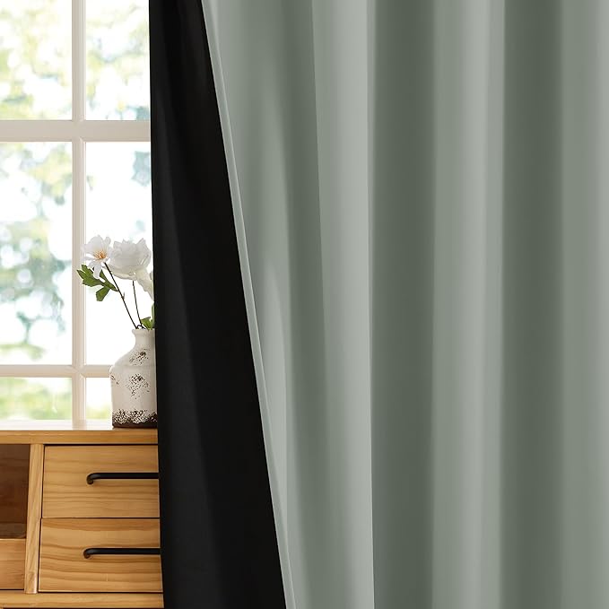 RYB HOME 100% Blackout Curtains 63 inches Length, Thermal Insulated | Thermal - Image 3