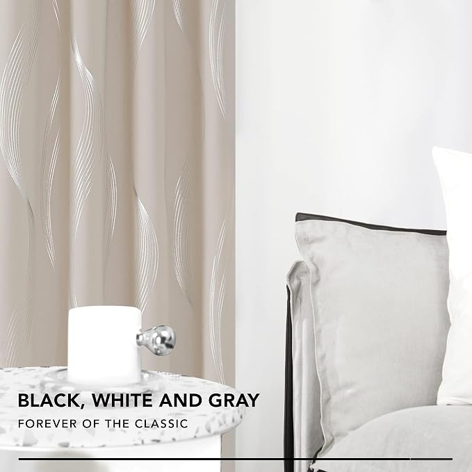Deconovo Curtains for Living Room, Pattern Blackout Curtains 95 Inches Long | - Image 3