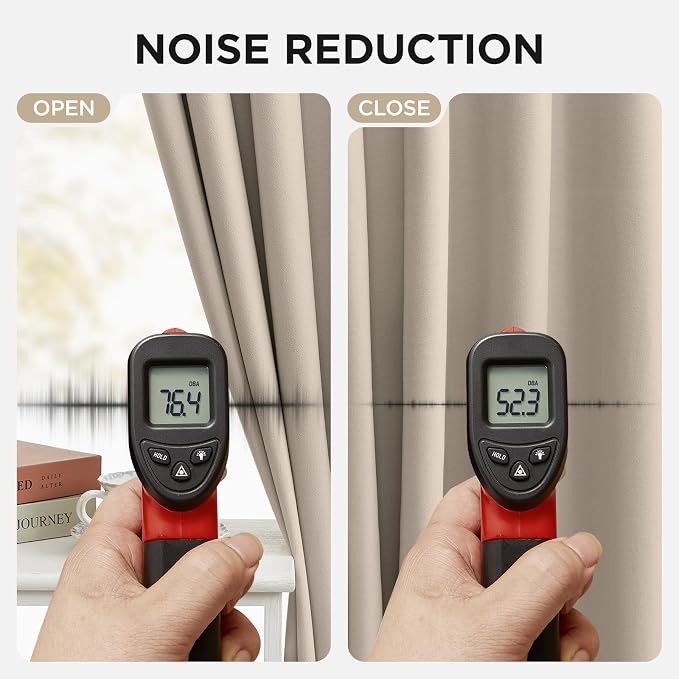 Joydeco Light Beige 100% Blackout Curtains 90 Inch 2 Panels, Luxury Thermal - Image 6