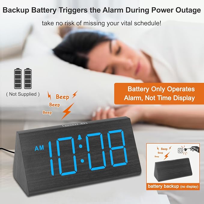 DreamSky Wooden Digital Alarm Clock - Image 3