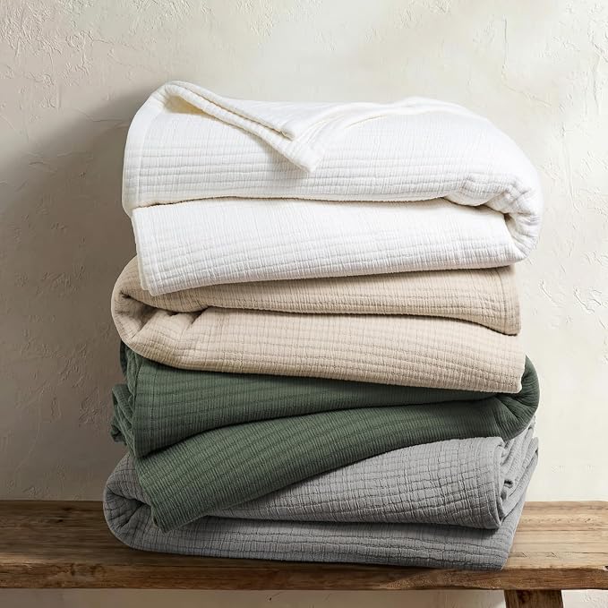 EVERGRACEHOME Cotton Gauze Matelassé Coverlet, King Size, Soft Oat | Ultra Soft - Image 6
