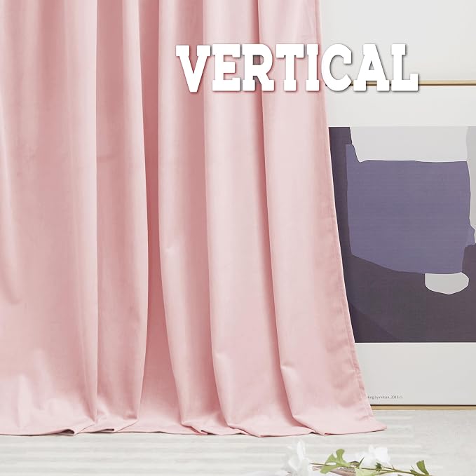 RYB HOME Baby Pink Velvet Curtains 96 inches - Image 5