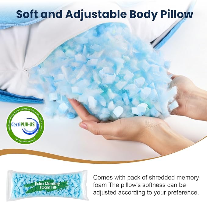 TranquilRelax C Shaped Body Pillow, Light Blue, Body Pillow, Pregnancy Pillow - Image 5