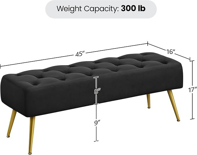 Yaheetech 45in Velvet Bench Seat - Image 3