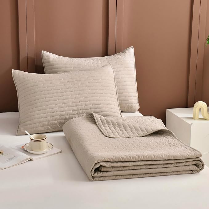 Lady Ann Cal King Bedspreads Set 118“x106”, Linen Feel King Size Quilt Set - Image 7