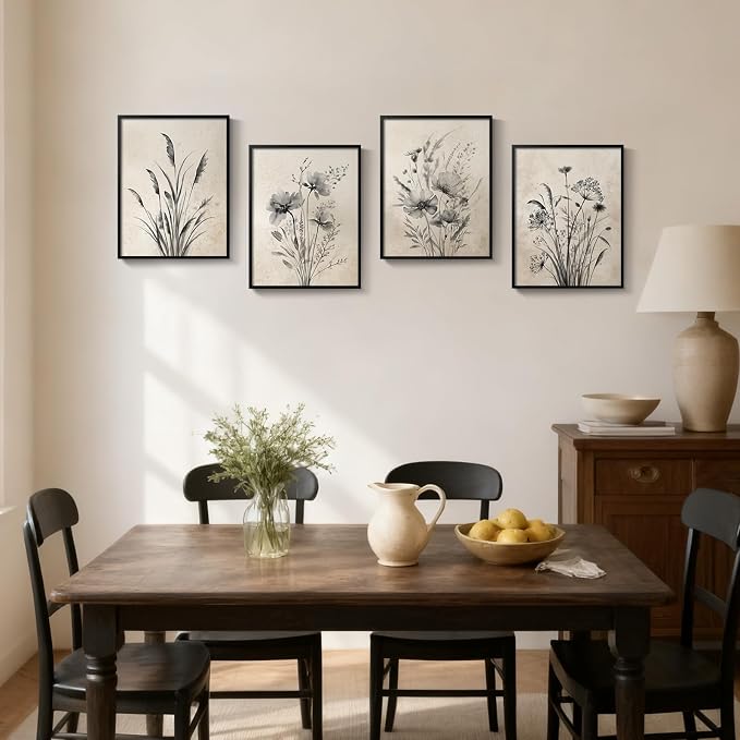Framed Vintage Rustic Farmhouse Botanical Floral Wall Art, 4 Piece 11x14 In | - Image 5