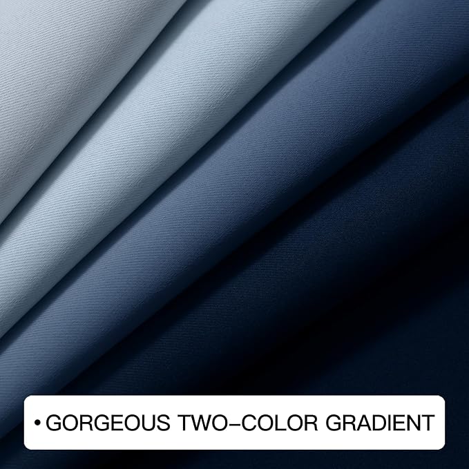 COSVIYA Curtains & Drapes Ombre Blue Curtains 63 inch Length 2 Panels, Grommet - Image 4