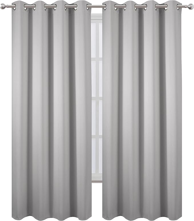 Blackout Curtains 52 x 108 inch/Light Grey Curtains Set of 2 Panels/Thermal - Image 2