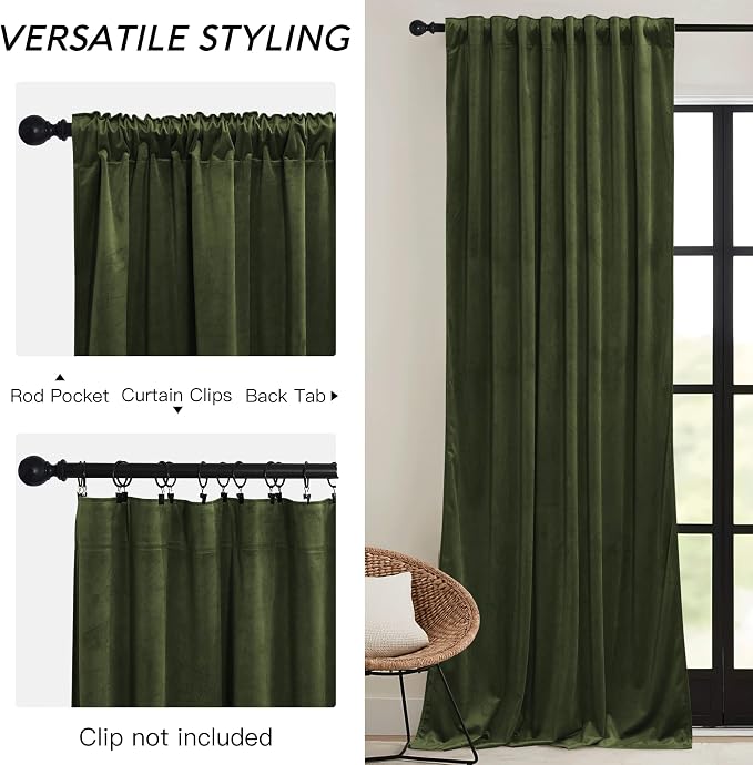 RYB HOME Velvet Curtains 120 inches Long, Extra Long High Ceiling Curtains | - Image 4
