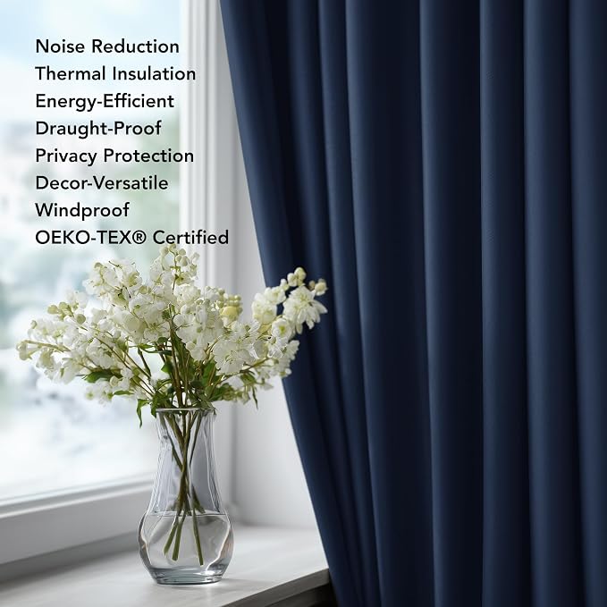Deconovo Blackout Curtains for Kitchen Window Back Tab and Rod Pocket Curtains - Image 4