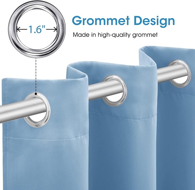 HOMEIDEAS Blackout Curtains for Bedroom 52 X 63 Inch 2 Panels Baby Blue Room - Image 4