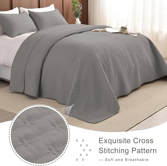 Lady Ann Gray Oversized King Bedspread 128x120 - Image 8