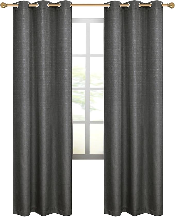Diraysid 100% Blackout Curtains Dark Grey Linen Curtains - Image 7