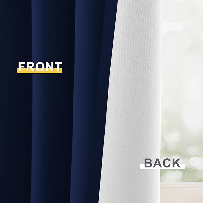 Yakamok Navy Blue 100% Blackout Curtains 63 Inches Long 50" Wide, 2 Panels | - Image 6