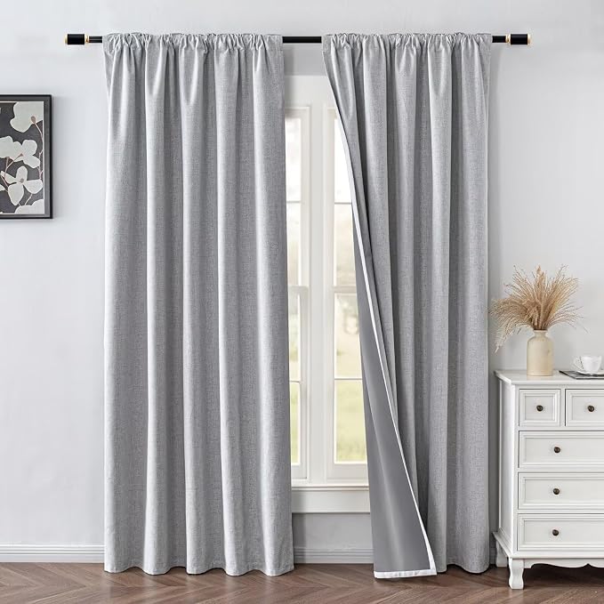 IGEMAEVE Blackout Curtains for Bedroom Rod Pocket Ivory White 52"W x 108"L | - Image 2