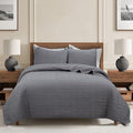 Cozy Line Home Fashions 100% Cotton Quilt Set – 3-Piece Charcoal Gray Solid by CozyLineHomeFashions