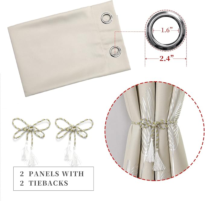 Silver Plam Tree Printed Curtains Light Blocking Curtains Thermal Insulated - Image 4