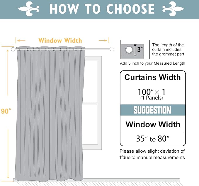 ChrisDowa Room Divider Curtain 90 Inch Length Sliding Door Curtain, 1 Panel | - Image 6
