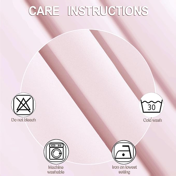 100% Blackout Curtains 52 x 84 Inches Long Thermal Insulated Baby Pink Curtains - Image 6