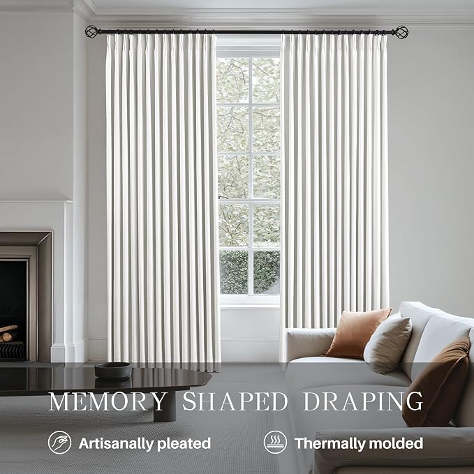 Pinch Pleated Linen Curtains 100% Blackout 84 Inches Long - Image 3