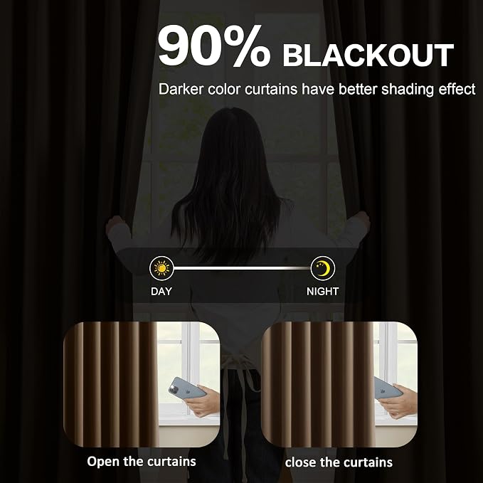 Blackout Curtains 84 Inches Long, Pinch Pleated Window Room Darkening Curtain - Image 3