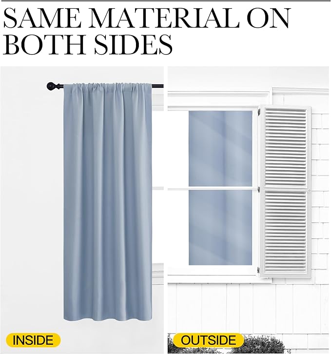 NICETOWN Blackout Curtains Window Draperies, Vintage Blue, 70 by 95 inches Long - Image 5