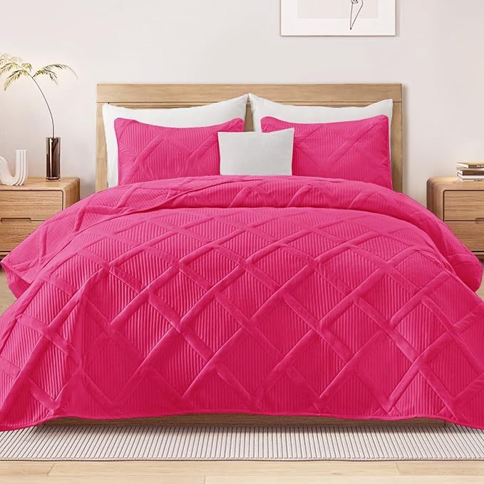 Exclusivo Mezcla Quilts Queen Size, Hot Pink | Soft Bedspreads by ExclusivoMezcla