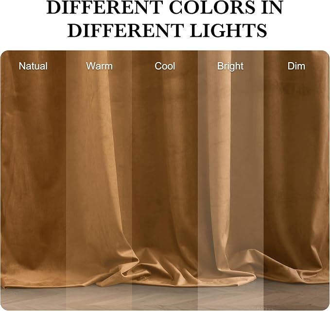 RYB HOME Bronze Velvet Curtains 72 inches - Image 7