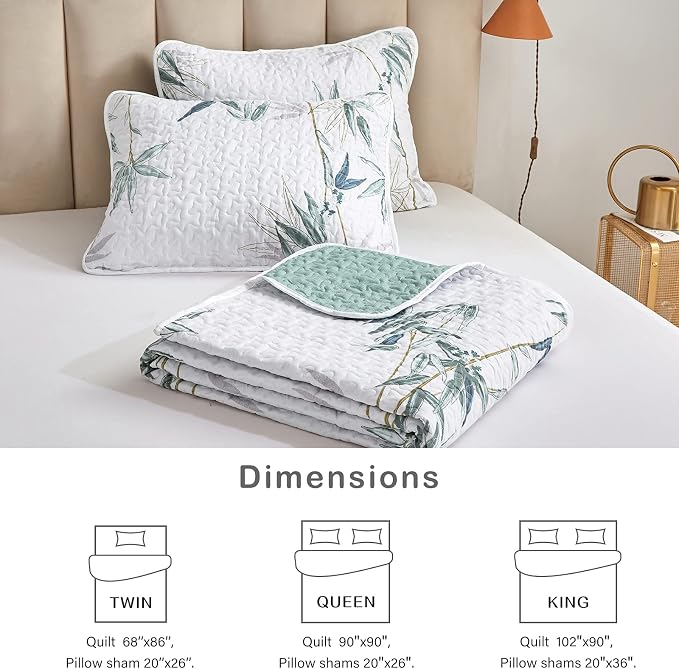Flysheep Botanical Quilt Set 2 Pieces Twin Size, Soft Microfiber Lightweight - Image 7