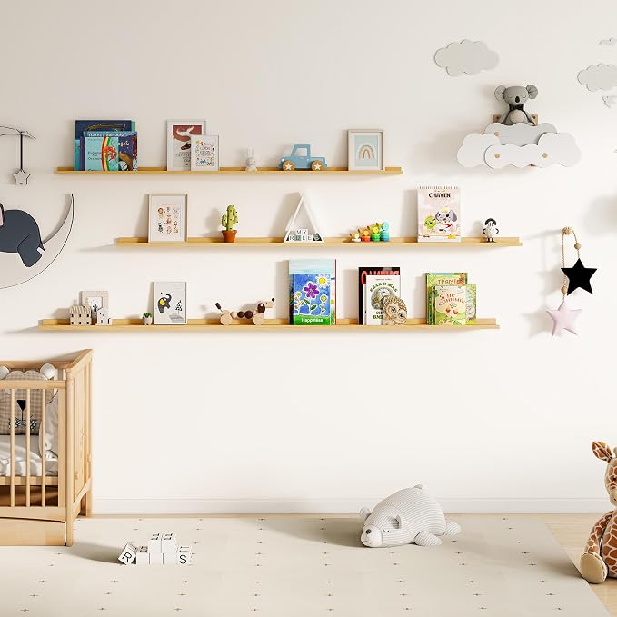 Floating Picture Ledge Shelves for Wall Set of 2, 84 Inches Picture Ledge Shelf - Image 7