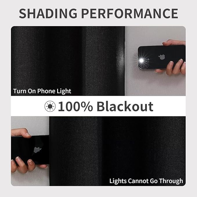Joydeco Black Blackout Curtains 90 Inches Long, Curtains 90 Inch Length 1 Panel - Image 6