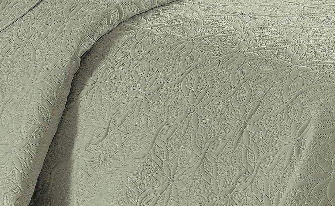 Fancy Linen 3pc Embossed Coverlet Bedspread Set Oversized Bed Cover Solid - Image 2