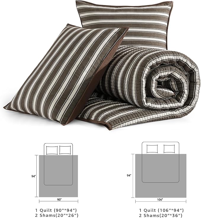 King Size Quilt-Lightweight Bedspreads Brown King Quilt Bedding Set | - Image 8