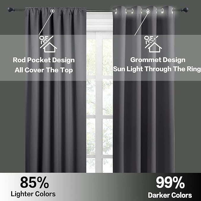 RYB HOME Basement Bathroom Kitchen Cafe Blackout Privacy Curtains 30 inches | - Image 5