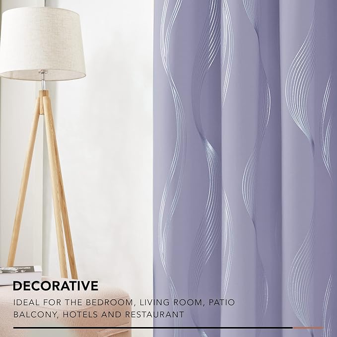 Deconovo Curtains for Living Room, Pattern Blackout Curtains 95 Inches Long | - Image 3
