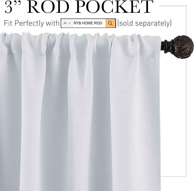RYB HOME Small Window Curtains 45 inches Length - Image 2