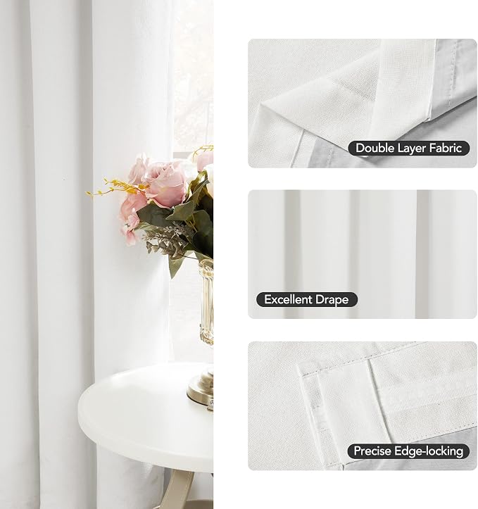 Deconovo 100% Blackout Linen-Blend Curtains 52" x 63" – Thermal Insulated - Image 7