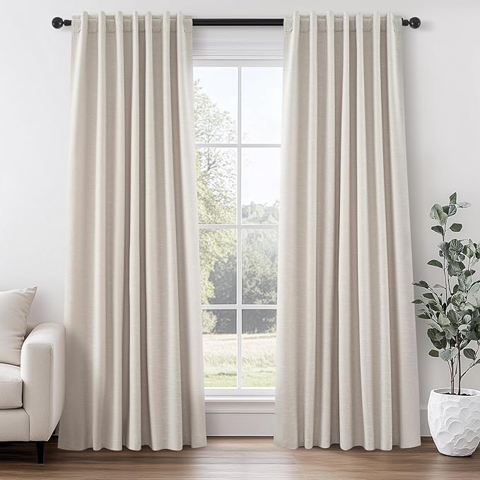 Oatmeal 105 Inch Long Curtains for Living Room Custom, Sun Blocking Elegant by Topfinel